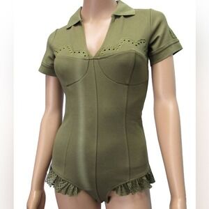 Puma Women's Fenty Polo Collar Bodysuit Green Small